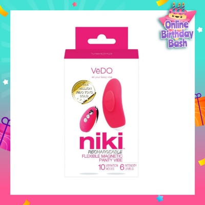 VEDO Niki Rechargeable Panty Vibe (Foxy Pink) Rechargeable Flexible Magnetic Panty Vibe With Remote Control 1s