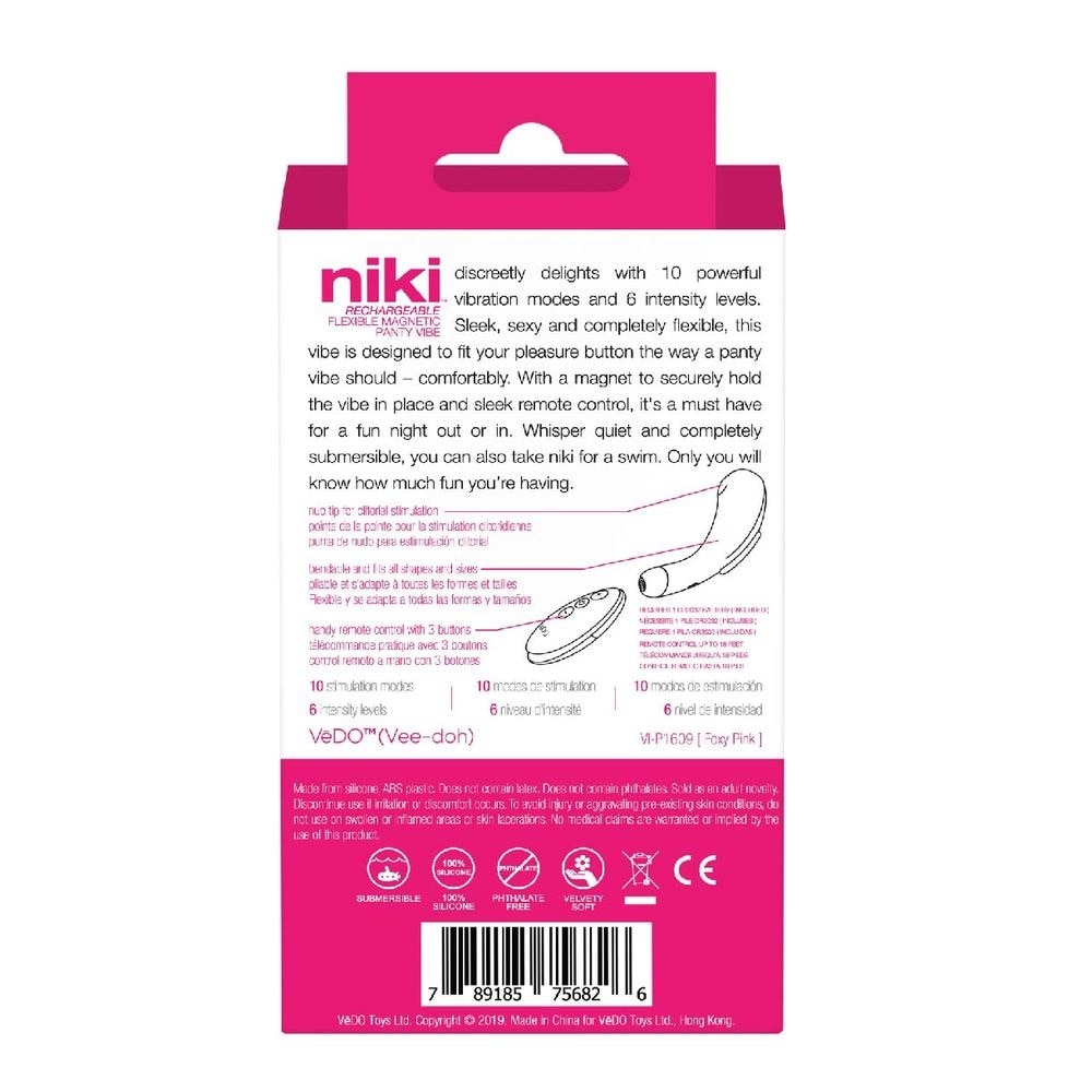 Niki Rechargeable Panty Vibe (Foxy Pink) Rechargeable Flexible Magnetic Panty Vibe With Remote Control 1s