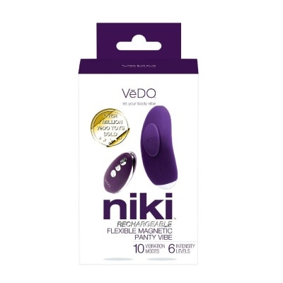 VEDO Niki Rechargeable Panty Vibe (Deep Purple) Rechargeable Flexible Magnetic Panty Vibe With Remote Control 1s