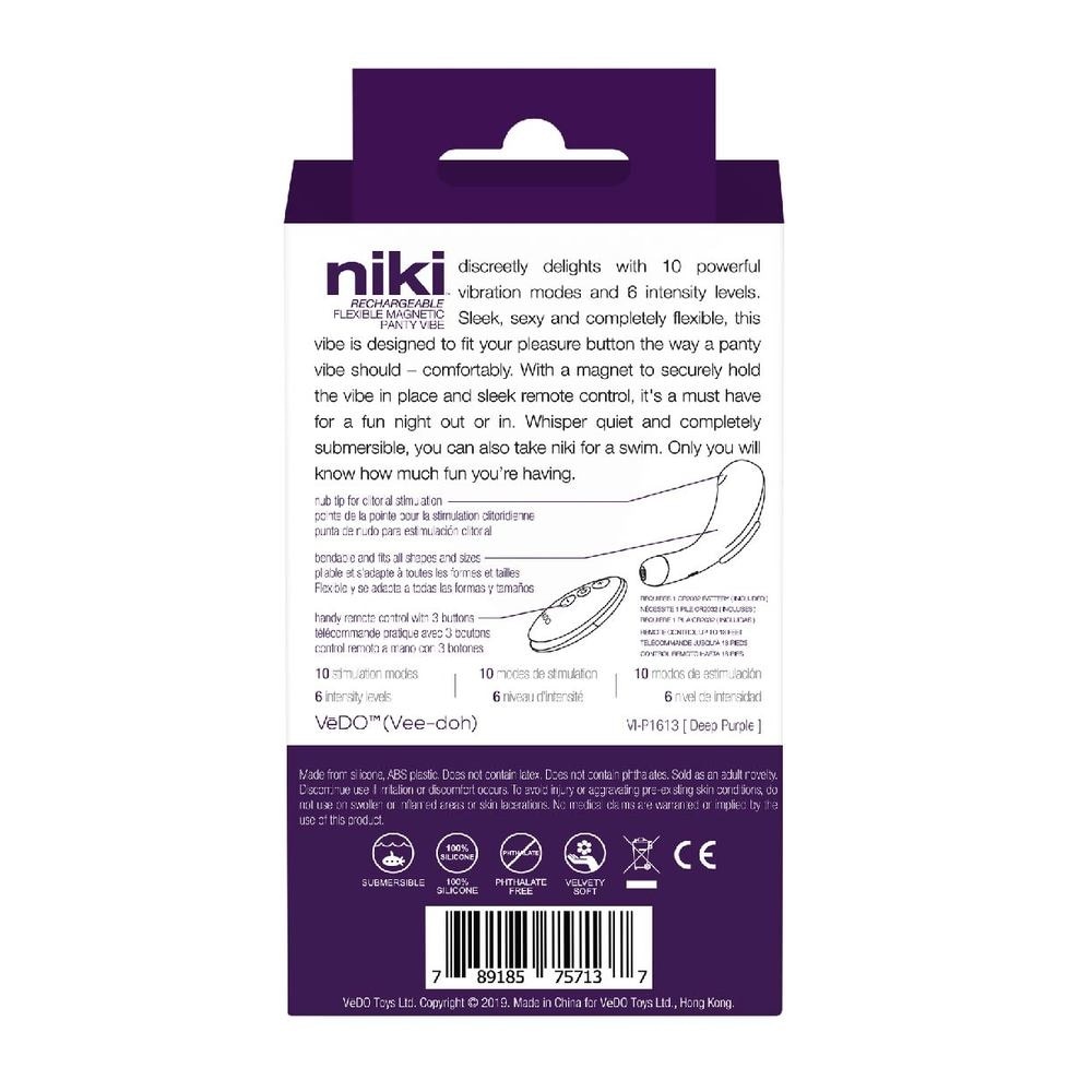 Niki Rechargeable Panty Vibe (Deep Purple) Rechargeable Flexible Magnetic Panty Vibe With Remote Control 1s