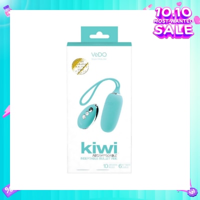 VEDO Kiwi Tease Me Turquoise Rechargeable Insertable Bullet Vibe With Multi Vibrating Modes (With Remote Control Included) 1s