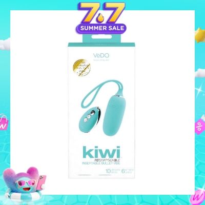 VEDO - Kiwi Tease Me Turquoise Rechargeable Insertable Bullet Vibe With Multi Vibrating Modes (With Remote Control Included) 1s