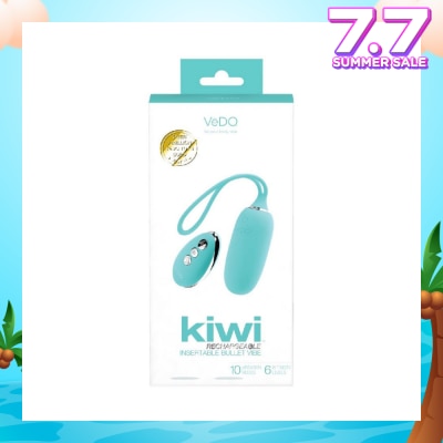 VEDO Kiwi Tease Me Turquoise Rechargeable Insertable Bullet Vibe With Multi Vibrating Modes (With Remote Control Included) 1s