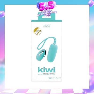 VEDO - Kiwi Tease Me Turquoise Rechargeable Insertable Bullet Vibe With Multi Vibrating Modes (With Remote Control Included) 1s