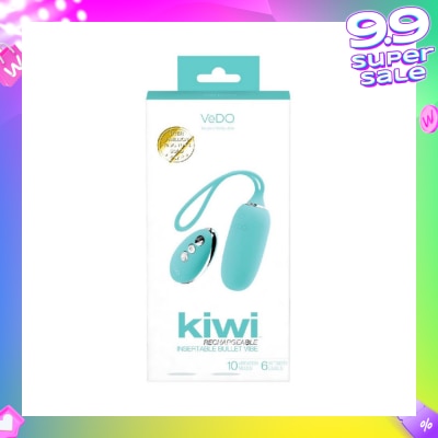 VEDO Kiwi Tease Me Turquoise Rechargeable Insertable Bullet Vibe With Multi Vibrating Modes (With Remote Control Included) 1s
