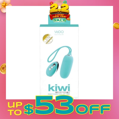 VEDO Kiwi Tease Me Turquoise Rechargeable Insertable Bullet Vibe With Multi Vibrating Modes (With Remote Control Included) 1s