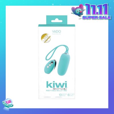 VEDO Kiwi Tease Me Turquoise Rechargeable Insertable Bullet Vibe With Multi Vibrating Modes (With Remote Control Included) 1s