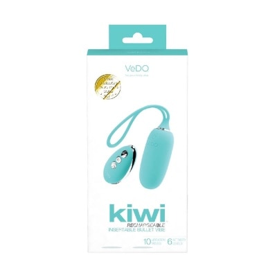 VEDO Kiwi Tease Me Turquoise Rechargeable Insertable Bullet Vibe With Multi Vibrating Modes (With Remote Control Included) 1s