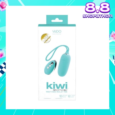 VEDO Kiwi Tease Me Turquoise Rechargeable Insertable Bullet Vibe With Multi Vibrating Modes (With Remote Control Included) 1s