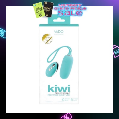VEDO Kiwi Tease Me Turquoise Rechargeable Insertable Bullet Vibe With Multi Vibrating Modes (With Remote Control Included) 1s