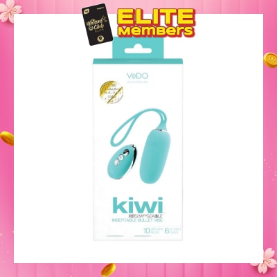 VEDO Kiwi Tease Me Turquoise Rechargeable Insertable Bullet Vibe With Multi Vibrating Modes (With Remote Control Included) 1s
