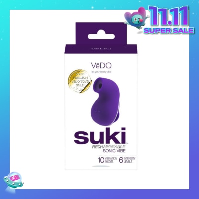 VEDO Suki Rechargeable Silicone Sonic Vibe With Multi Vibrating Modes (Deep Purple) (Clitoral Stimulator) 1s