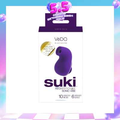 VEDO - Suki Rechargeable Silicone Sonic Vibe With Multi Vibrating Modes (Deep Purple) (Clitoral Stimulator) 1s