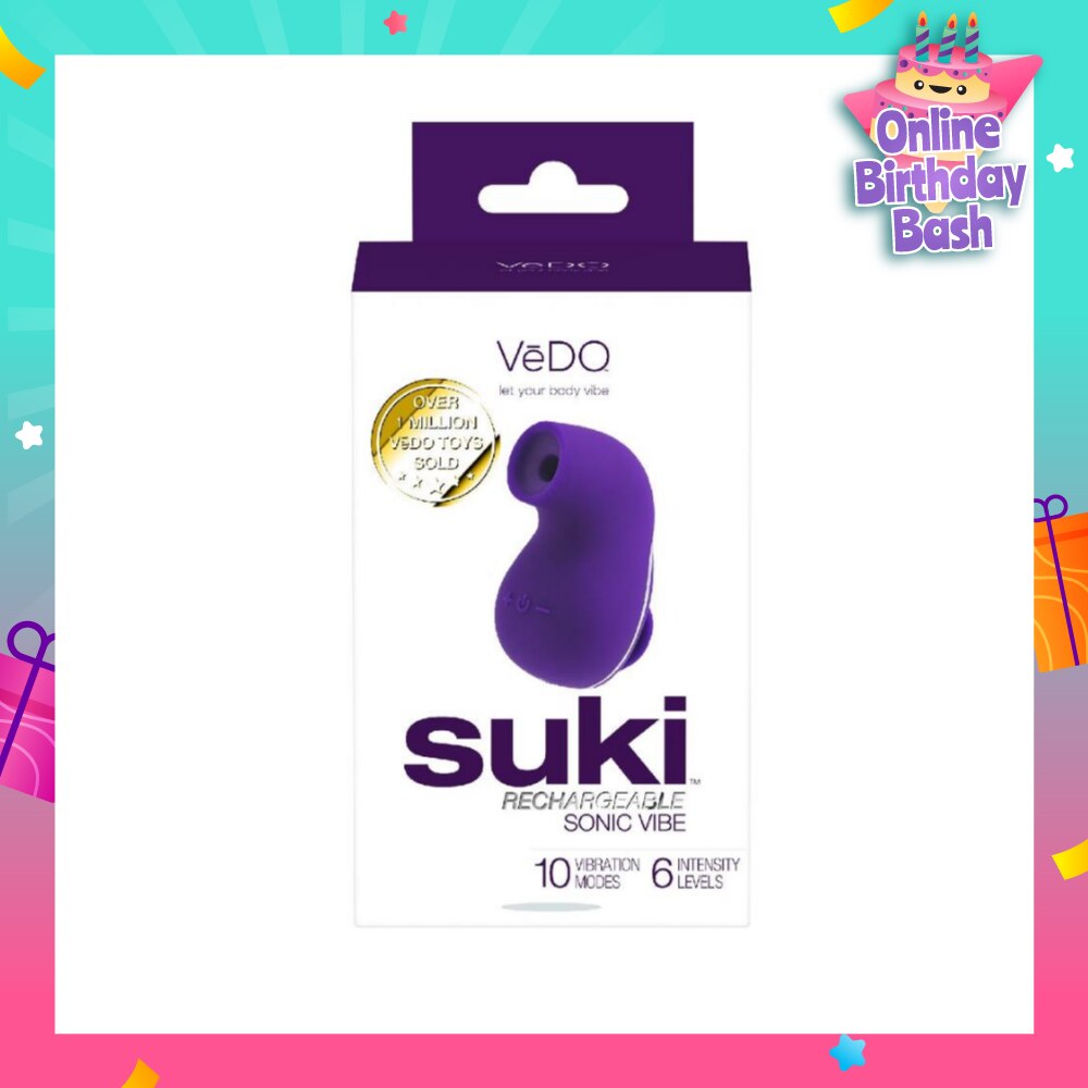Suki Rechargeable Silicone Sonic Vibe With Multi Vibrating Modes (Deep Purple) (Clitoral Stimulator) 1s