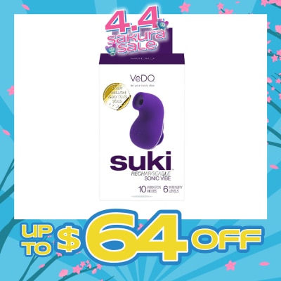 VEDO - Suki Rechargeable Silicone Sonic Vibe With Multi Vibrating Modes (Deep Purple) (Clitoral Stimulator) 1s