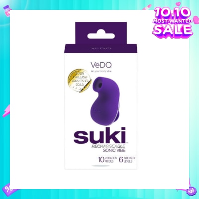 VEDO Suki Rechargeable Silicone Sonic Vibe With Multi Vibrating Modes (Deep Purple) (Clitoral Stimulator) 1s