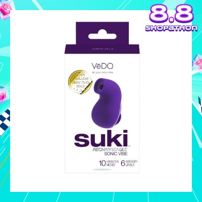 VEDO Suki Rechargeable Silicone Sonic Vibe With Multi Vibrating Modes (Deep Purple) (Clitoral Stimulator) 1s