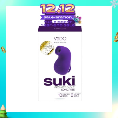 VEDO Suki Rechargeable Silicone Sonic Vibe With Multi Vibrating Modes (Deep Purple) (Clitoral Stimulator) 1s