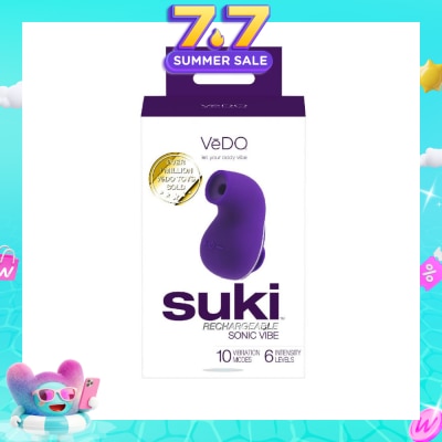 VEDO - Suki Rechargeable Silicone Sonic Vibe With Multi Vibrating Modes (Deep Purple) (Clitoral Stimulator) 1s