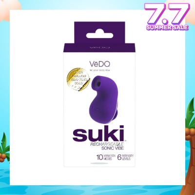 VEDO Suki Rechargeable Silicone Sonic Vibe With Multi Vibrating Modes (Deep Purple) (Clitoral Stimulator) 1s