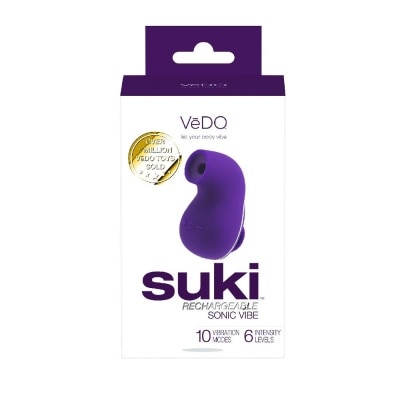 VEDO Suki Rechargeable Silicone Sonic Vibe With Multi Vibrating Modes (Deep Purple) (Clitoral Stimulator) 1s