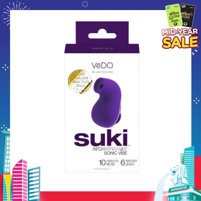 VEDO Suki Rechargeable Silicone Sonic Vibe With Multi Vibrating Modes (Deep Purple) (Clitoral Stimulator) 1s