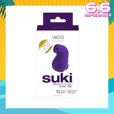 VEDO Suki Rechargeable Silicone Sonic Vibe With Multi Vibrating Modes (Deep Purple) (Clitoral Stimulator) 1s