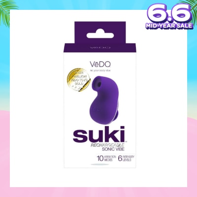 VEDO Suki Rechargeable Silicone Sonic Vibe With Multi Vibrating Modes (Deep Purple) (Clitoral Stimulator) 1s