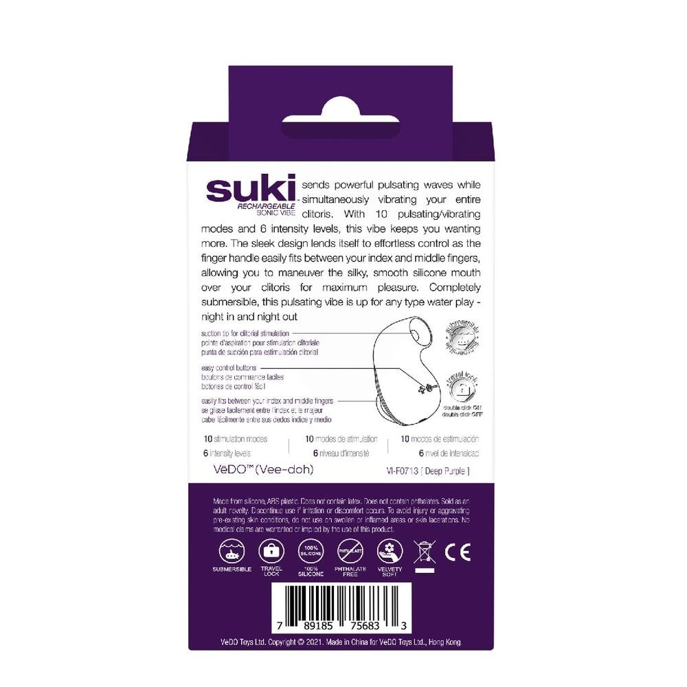 Suki Rechargeable Silicone Sonic Vibe With Multi Vibrating Modes (Deep Purple) (Clitoral Stimulator) 1s