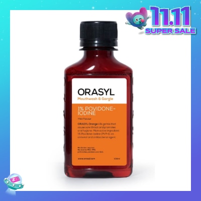 ORASYL Mouthwash & Gargle Orange 1% Povidone-Iodine Mint Flavor 100ml