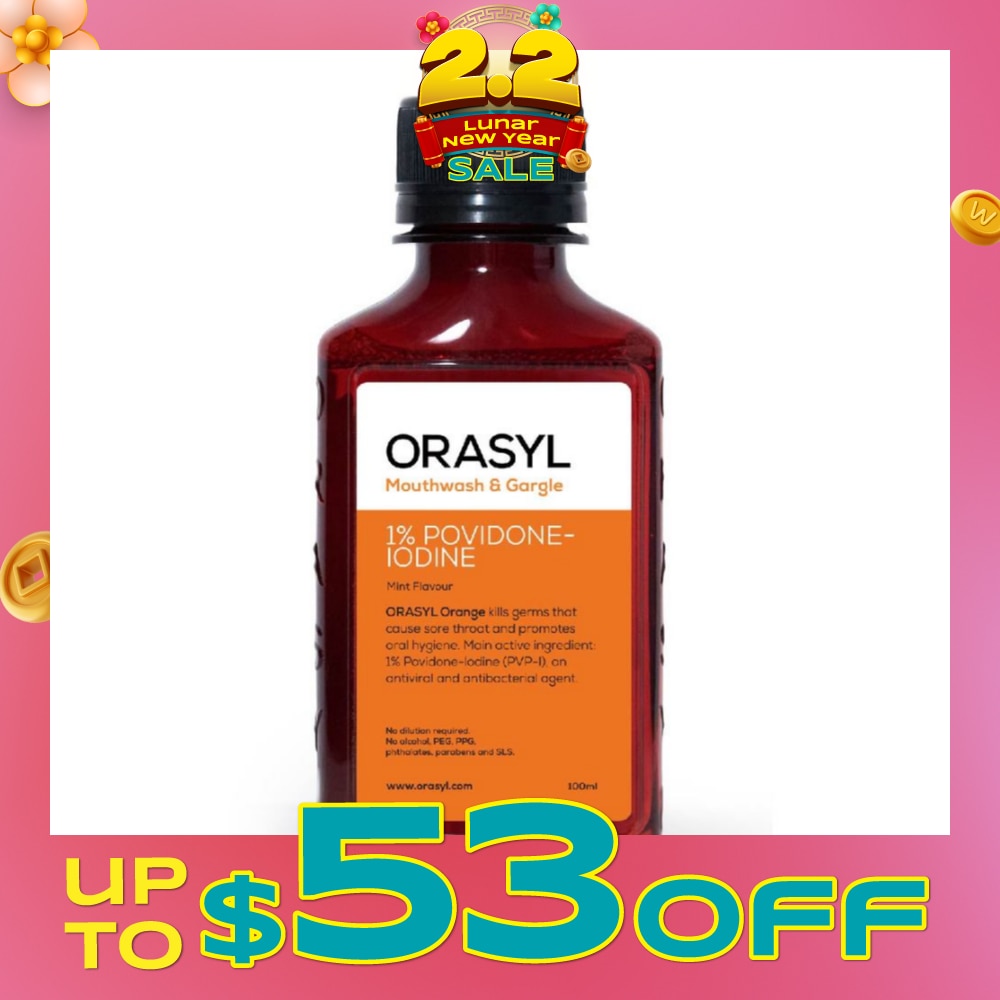 Mouthwash & Gargle Orange 1% Povidone-Iodine Mint Flavor 100ml