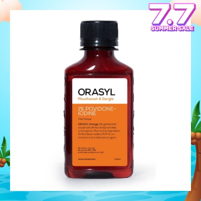 ORASYL Mouthwash & Gargle Orange 1% Povidone-Iodine Mint Flavor 100ml