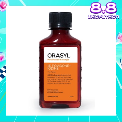 ORASYL Mouthwash & Gargle Orange 1% Povidone-Iodine Mint Flavor 100ml