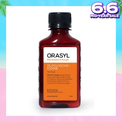 ORASYL Mouthwash & Gargle Orange 1% Povidone-Iodine Mint Flavor 100ml