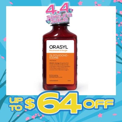 ORASYL - Mouthwash & Gargle Orange 1% Povidone-Iodine Mint Flavor 100ml