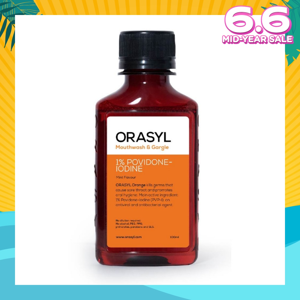 Mouthwash & Gargle Orange 1% Povidone-Iodine Mint Flavor 100ml