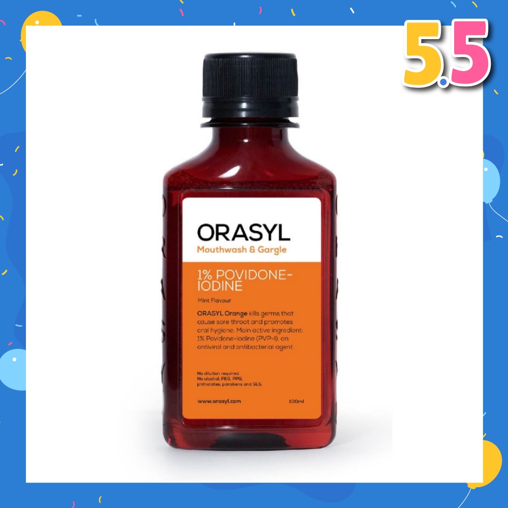 Mouthwash & Gargle Orange 1% Povidone-Iodine Mint Flavor 100ml
