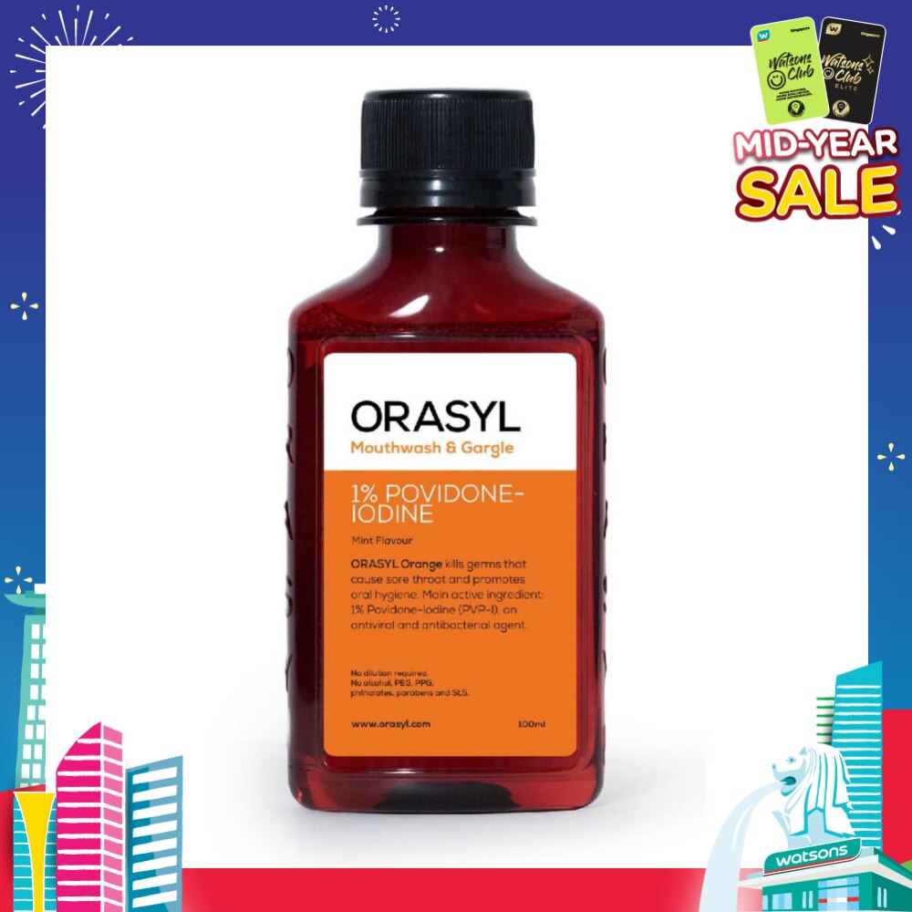 Mouthwash & Gargle Orange 1% Povidone-Iodine Mint Flavor 100ml