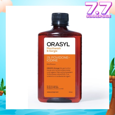 ORASYL Mouthwash & Gargle Orange 1% Povidone-Iodine Mint Flavor 250ml