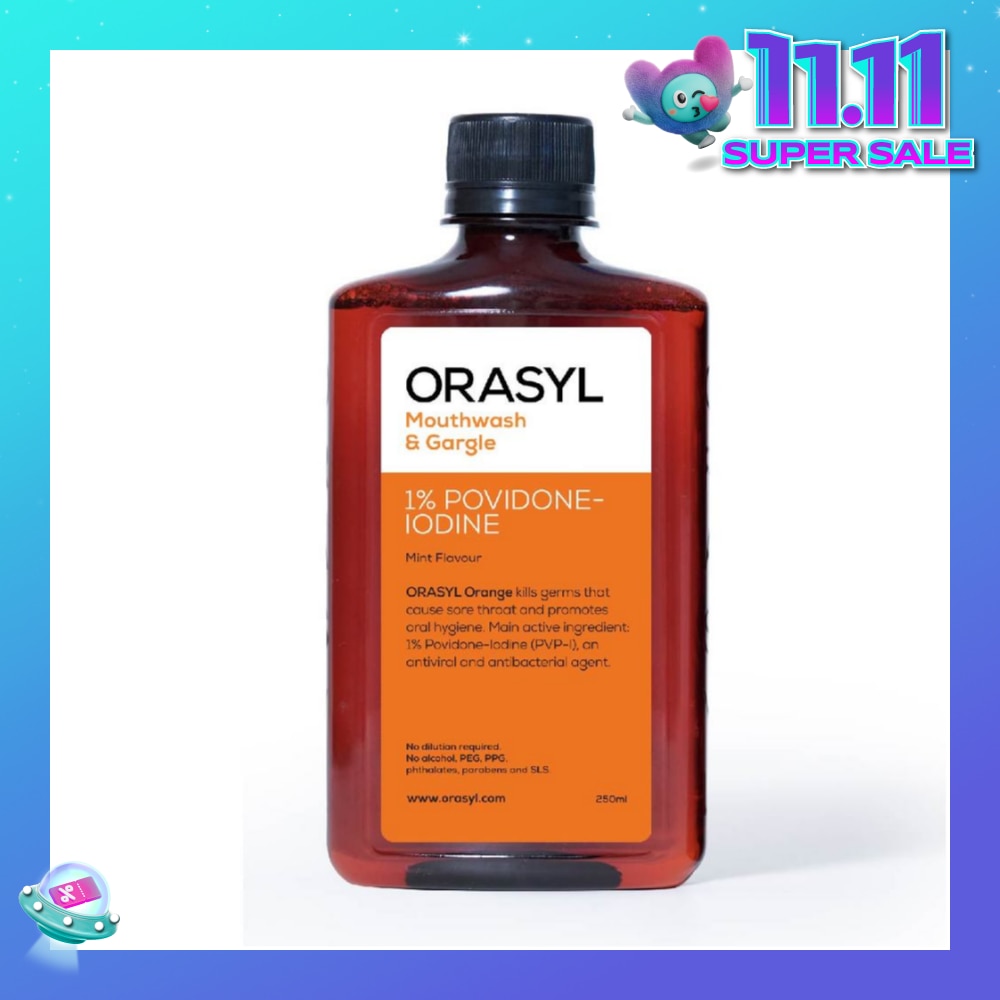 Mouthwash & Gargle Orange 1% Povidone-Iodine Mint Flavor 250ml