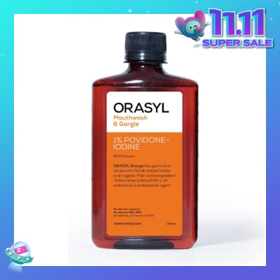 ORASYL Mouthwash & Gargle Orange 1% Povidone-Iodine Mint Flavor 250ml