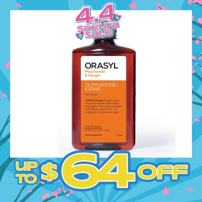 ORASYL - Mouthwash & Gargle Orange 1% Povidone-Iodine Mint Flavor 250ml