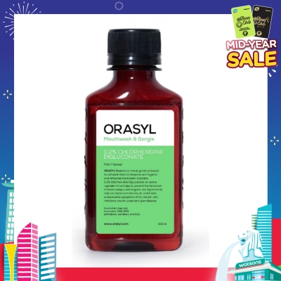ORASYL Mouthwash & Gargle Green 1% Povidone-Iodine Mint Flavor 100ml
