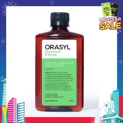 ORASYL Mouthwash & Gargle Green 0.2% Chlorhexidine Digluconate Mint Flavor 250ml