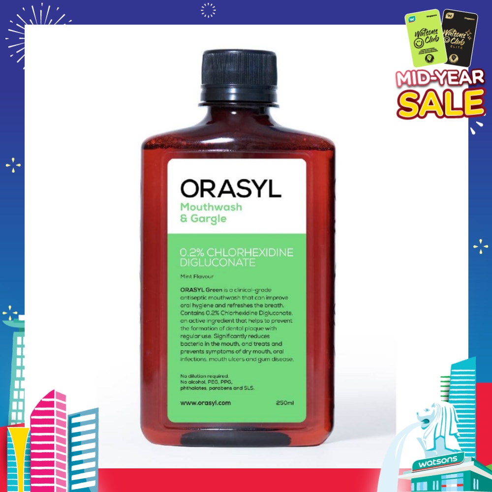 Mouthwash & Gargle Green 0.2% Chlorhexidine Digluconate Mint Flavor 250ml