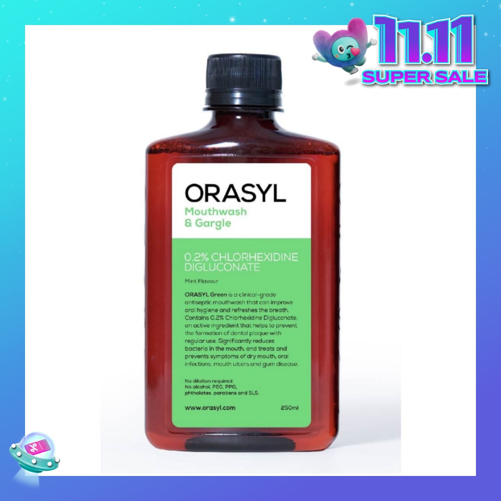 Mouthwash & Gargle Green 0.2% Chlorhexidine Digluconate Mint Flavor 250ml