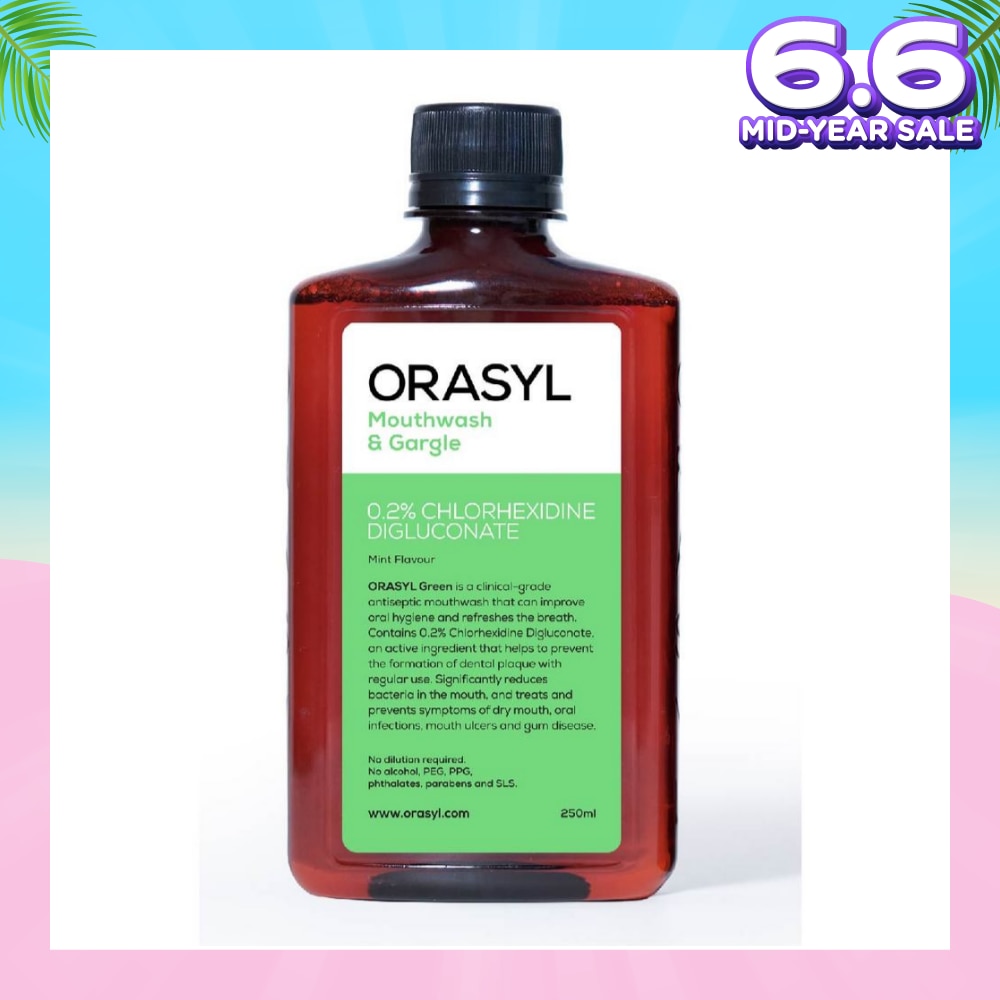 Mouthwash & Gargle Green 0.2% Chlorhexidine Digluconate Mint Flavor 250ml