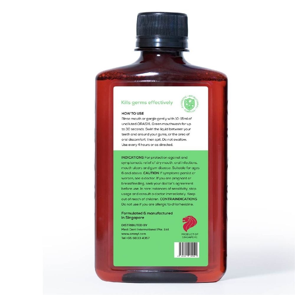 Mouthwash & Gargle Green 0.2% Chlorhexidine Digluconate Mint Flavor 250ml