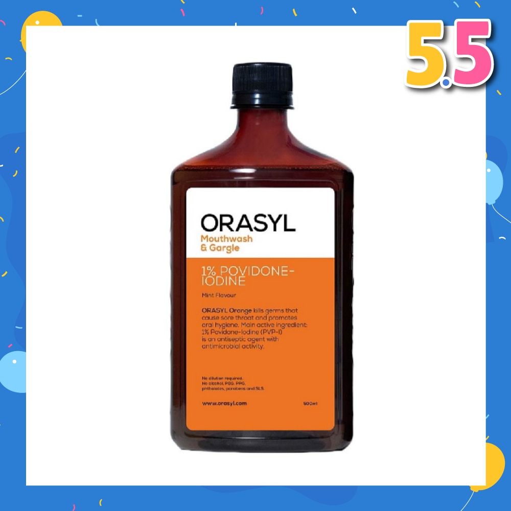 Mouthwash & Gargle Orange 1% Povidone-Iodine 500ml
