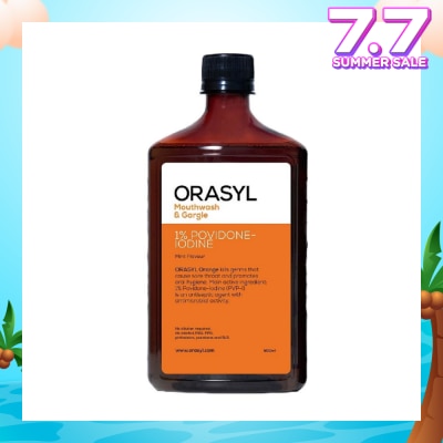 ORASYL Mouthwash & Gargle Orange 1% Povidone-Iodine 500ml (Expiry: Jan`2026)